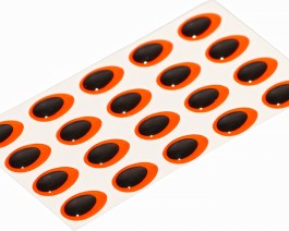 3D Epoxy Teardrop Eyes, Fluo Orange, 10 mm